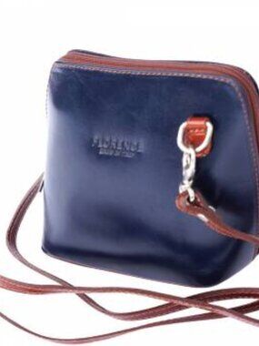 New Florence Leather Market navy blue and brown Italian leather crossbody bag